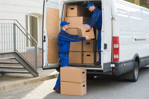 Packing boxes and household items for removals in Brentford