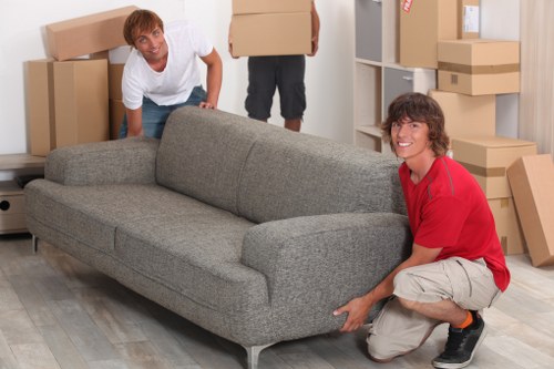 Packed boxes and furniture for student removals in Brentford