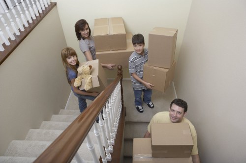 Packed household items arranged by volume for van pricing
